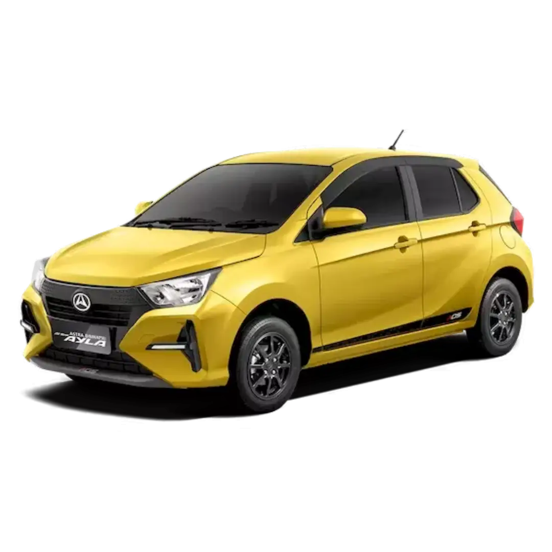 Наши автомобили Daihatsu Ayla rental car at Uluwatu Car Rental in Bali.
